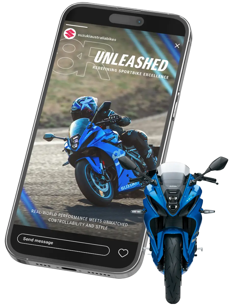 Suzuki GSX 8R Blue Instagram Advertising