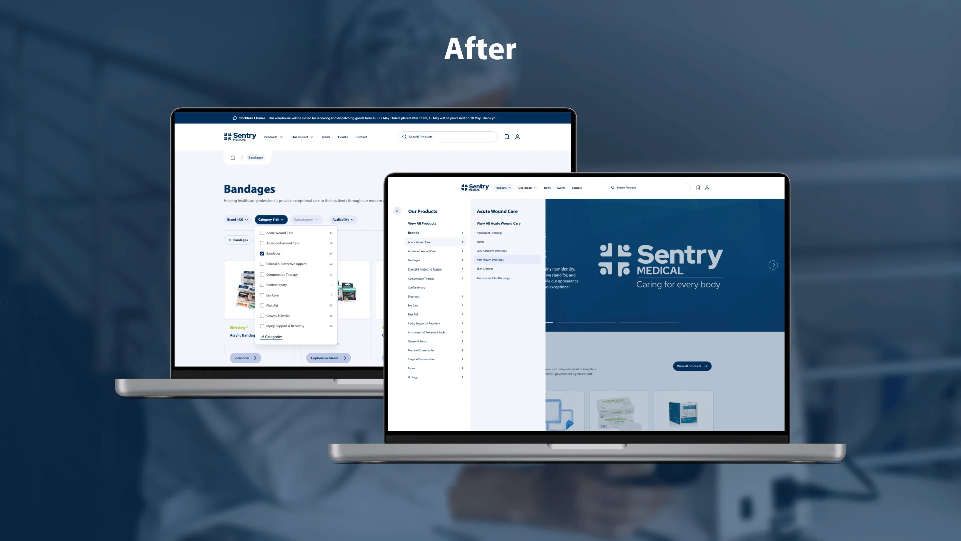 Sentry Medical Website After Comparison