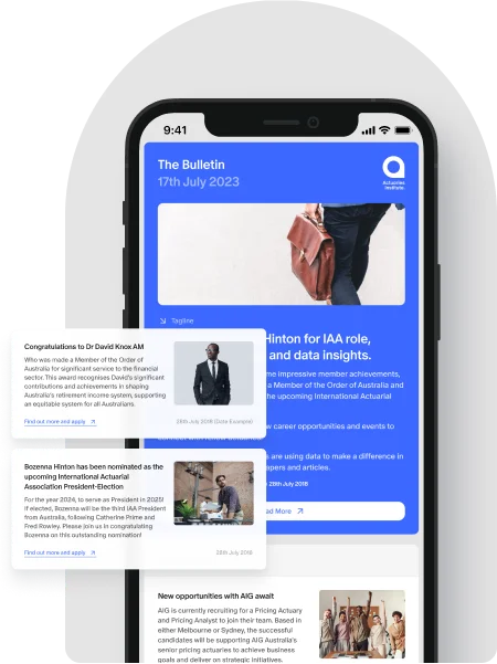 The Actuaries Institute's Bulletin Page-Mobile Mockup